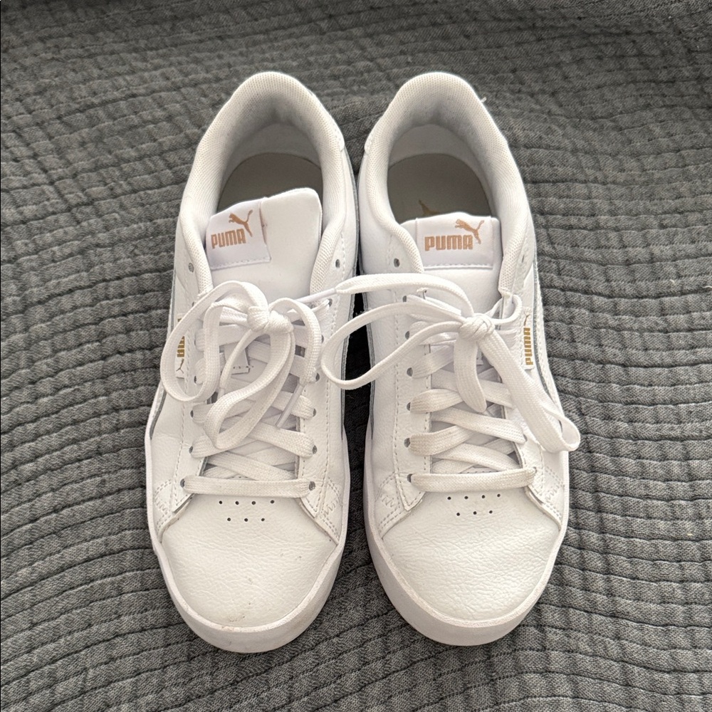 Puma Women's White and Gold Sneakers